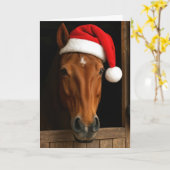 Carte Cheval de Noël dans la fenêtre de l'écurie (Fleur jaune)