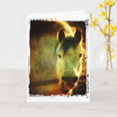 Carte Cheval de rire, anniversaire (Fleur jaune)