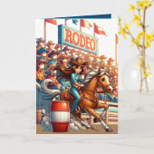 Carte Cheval de Rodéo Occidental Cowgirl Course de Baril (Fleur jaune)