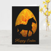 Carte Cheval de silhouette et oeuf Joyeuses Pâques de (Fleur jaune)