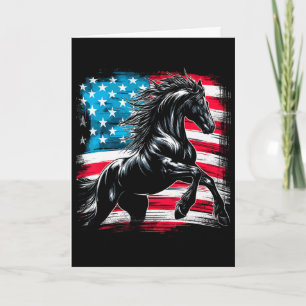 Carte Cheval Drapeau Américain Usa Chevaux 4 Juillet