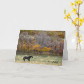 Carte Cheval en automne (Fleur jaune)