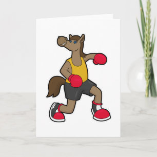 Carte Cheval en boxeur avec gants de boxe