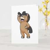 Carte Cheval en coiffeur avec peigne (Fleur jaune)