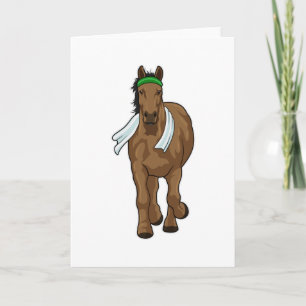 Carte Cheval en coureur avec serviette
