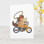 Carte Cheval en cow-boy avec Lasso et moto (Fleur jaune)