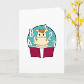 Carte Cheval en élève avec lunettes et livre (Fleur jaune)