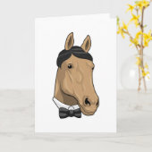 Carte Cheval en Gentilhomme avec nœud papillon (Fleur jaune)