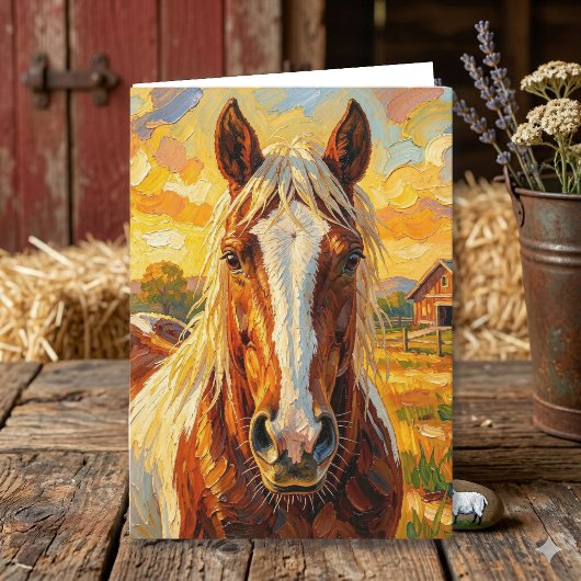 Carte Cheval en impasto dans une ferme