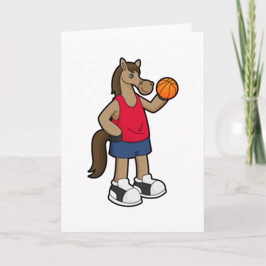 Carte Cheval en joueur de basket-ball avec ballon de bas (Devant)