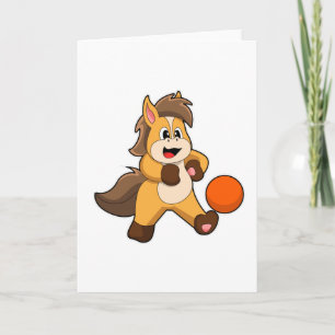 Carte Cheval en joueur de football avec ballon de footba
