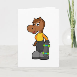 Carte Cheval en Patinage avec Skateboard