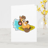 Carte Cheval en surfeur avec planche de surf (Fleur jaune)