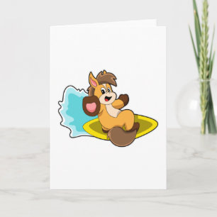 Carte Cheval en Surfeur avec Planche de Surf