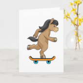 Carte Cheval en tant que patineur avec skateboard (Fleur jaune)