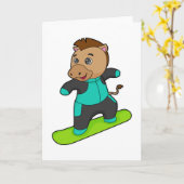 Carte Cheval en tant que snowboardeur avec snowboard (Fleur jaune)