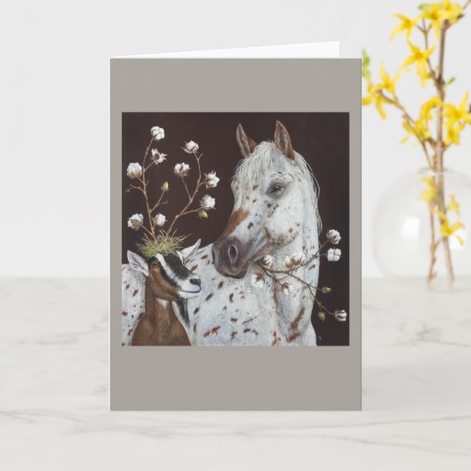 Carte Cheval et Chèvre (Fleur jaune)