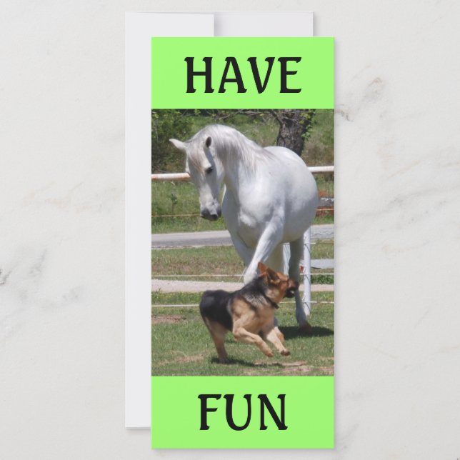 CARTE CHEVAL ET CHIEN JOUER (Devant)