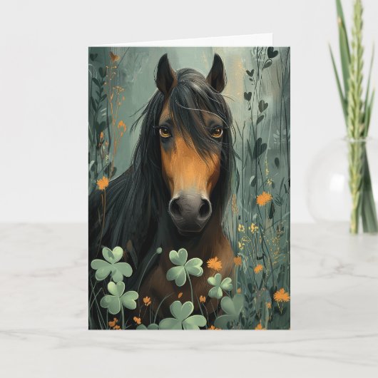 Carte Cheval et Clovers St. Patrick's Day (Devant)