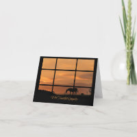Cheval et coucher de soleil à travers la fenêtre C
