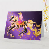 Carte Cheval et dame du crâne de sucre (Fleur jaune)