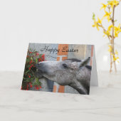 Carte Cheval et fleurs Joyeuses Pâques (Fleur jaune)