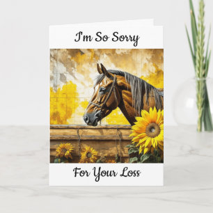 Carte Cheval et tournesol Désolé pour votre perte