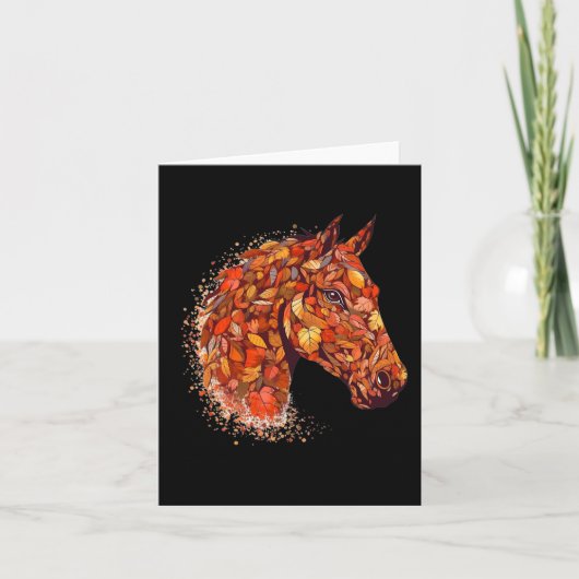 Carte Cheval Face Automne Feuilles Thanksgiving Day Hors (Devant)