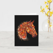 Carte Cheval Face Automne Feuilles Thanksgiving Day Hors (Fleur jaune)