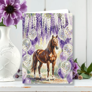 Carte Cheval Fantaisiste sous Wisteria Anniversaire