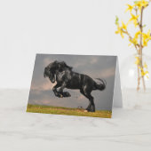 Carte Cheval Friésien Noir Courant Gratuit (Fleur jaune)