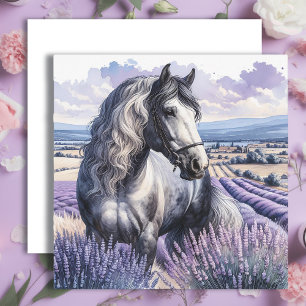 Carte Cheval gris joli debout en Lavender