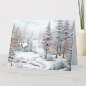 Carte Cheval hiver scène neige forêt Noël (Dos)