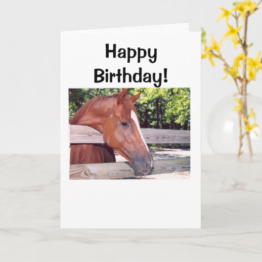 Carte Cheval, joyeux anniversaire ! (Fleur jaune)
