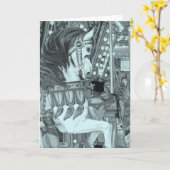 Carte Cheval joyeux teinté (Fleur jaune)