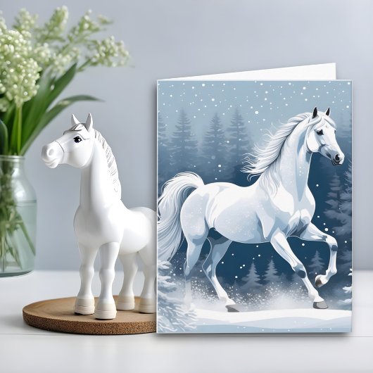 Carte Cheval magique blanc d'hiver