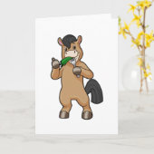 Carte Cheval mangeant végétalien (Fleur jaune)