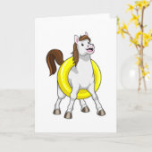 Carte Cheval nageur avec bouée de sauvetage (Fleur jaune)