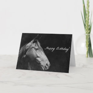 Carte Cheval noir Grunge d'anniversaire