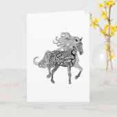 Carte Cheval noir inspiré (Fleur jaune)