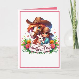 Carte Cheval occidental Joyeuse fête des mères 3 sur mes