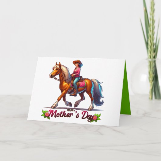 Carte Cheval occidental Joyeuse fête des mères 5 personn (Devant)