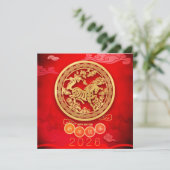 Carte Cheval Papercut Blossoms Nouvel An Chinois 2026 Sq (Debout devant)