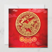 Carte Cheval Papercut Blossoms Nouvel An Chinois 2026 Sq (Devant)