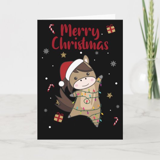 Carte Cheval Poney Noël Neige Hiver Animaux Chevaux Ca (Devant)