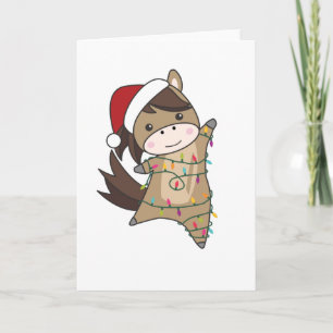 Carte Cheval Pony Noël Neige Hiver Animaux Chevaux
