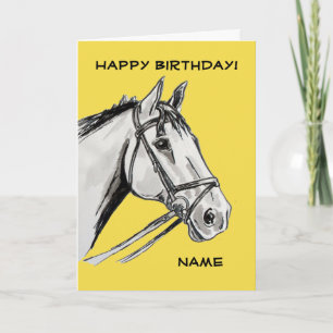 Carte Cheval Portrait Enk Stylo Anniversaire