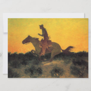 Carte Cheval Rider contre le coucher du soleil (par Remi