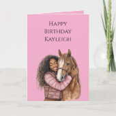 Carte Cheval rose Brown Cheval Noir Coiffeuse Anniversai (Devant)