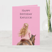 Carte Cheval rose Brown fille Anniversaire (Devant)